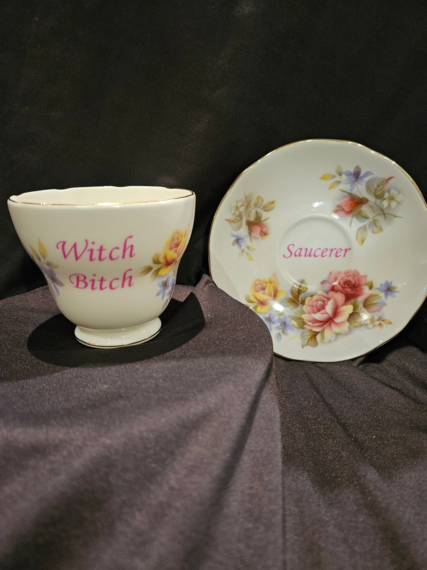 Witch Bitch teacup and Saucerer saucer