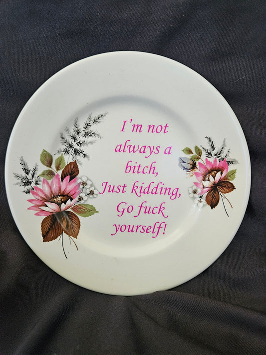 I'm not always a bitch, Just kidding, Go fuck yourself Plate