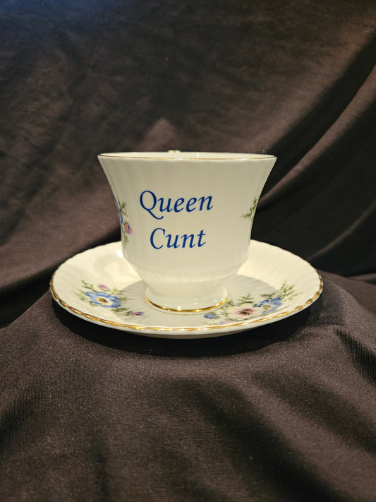 Queen Cunt teacup and saucer