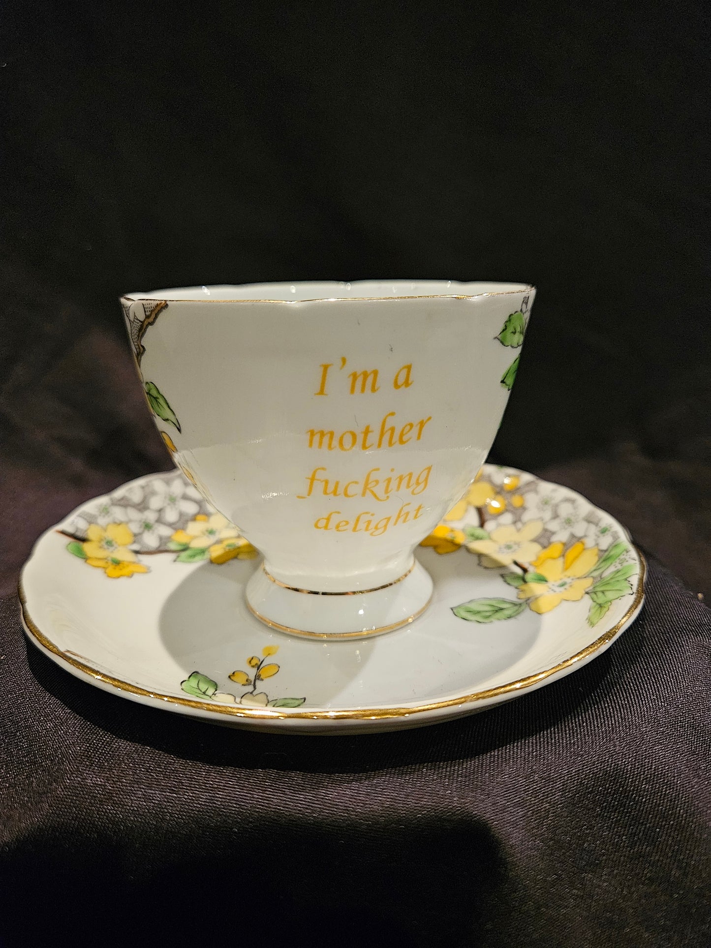 I'm a mother fucking delight teacup and saucer