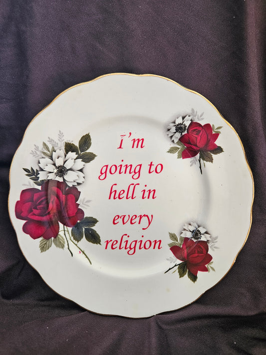 I'm going to hell in every religion Plate